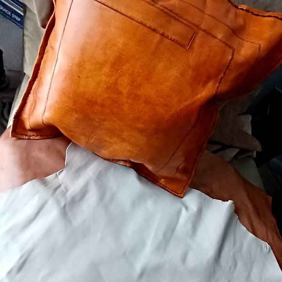 Art Deco Leather Throw Pillow – Geometric Design - Picture 9 of 10